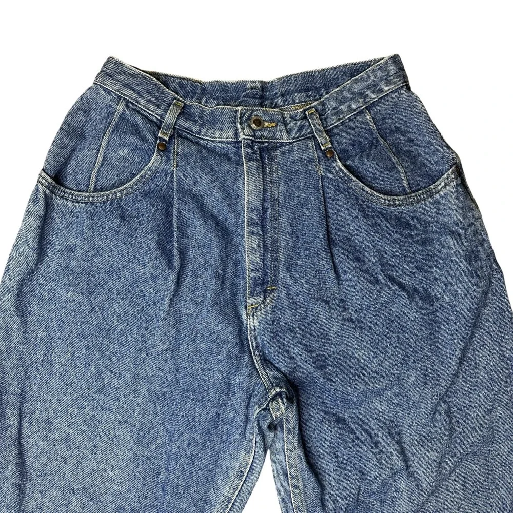 Vintage Lee Jeans Womens 14 Med Blue High Rise Pleated Tapered Mom 90s‎